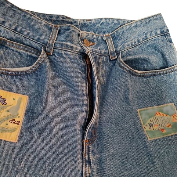 Vintage 90s Gazoz Jeans Size 5 Boho High Waist Sea Life Nautical Ocean Patchwork - Picture 5 of 12